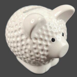 Ceramic Golf Ball Shaped Pig Piggy Coin Bank With Rubber Stopper 3.5" Gift Idea